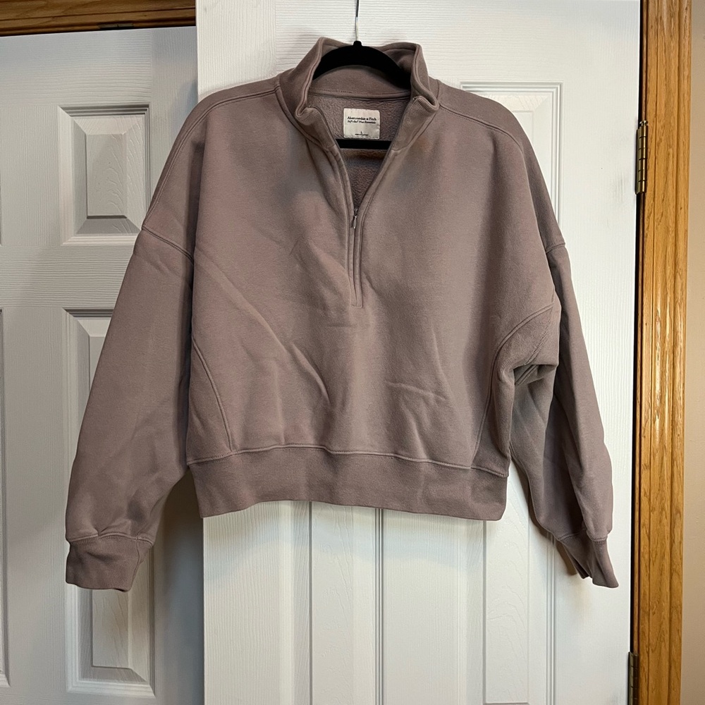 Abercrombie & Fitch Taupe Zip-Up Sweatshirt
